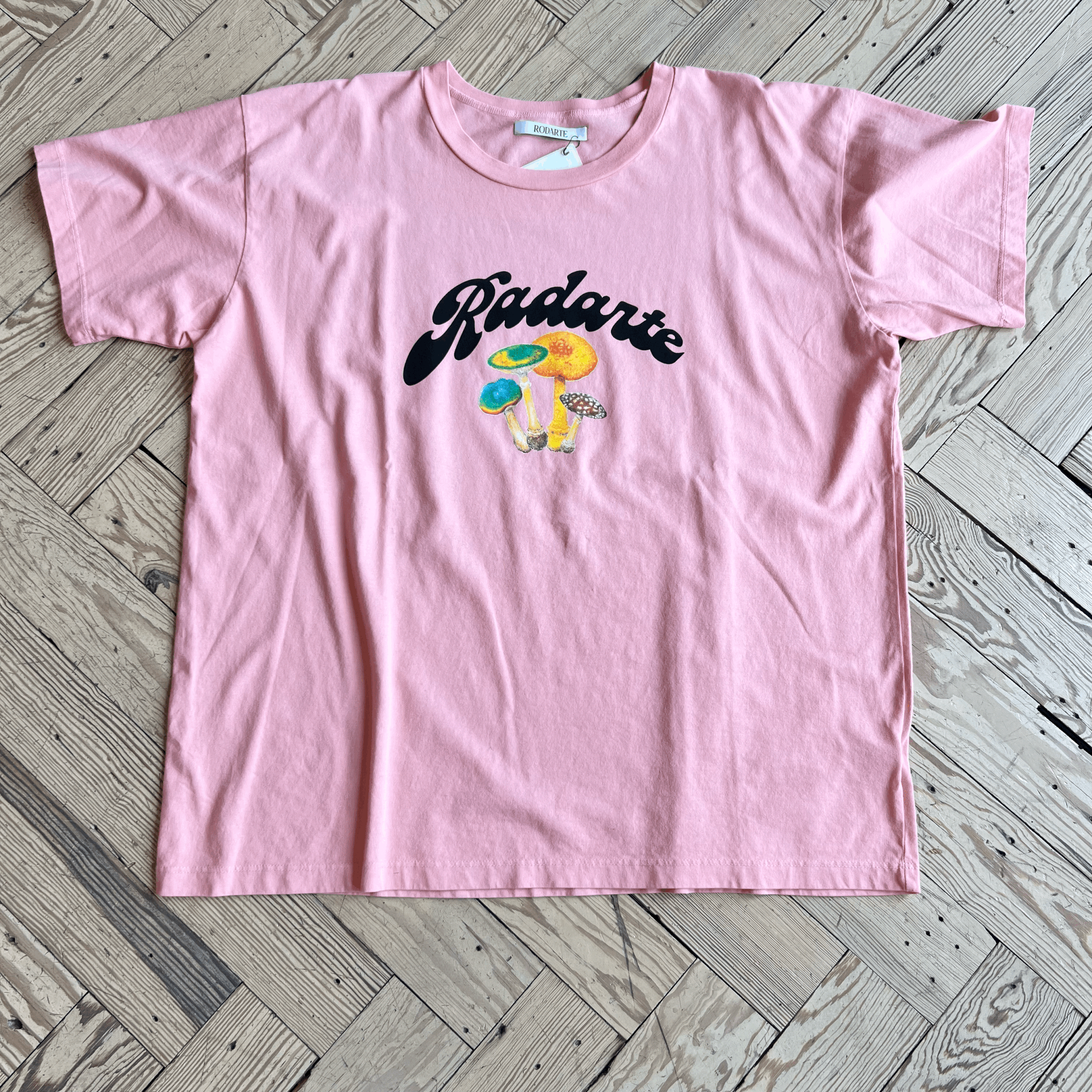 Rodarte MUSHROOM PRINT "RADARTE" Logo T-SHIRT in PINK