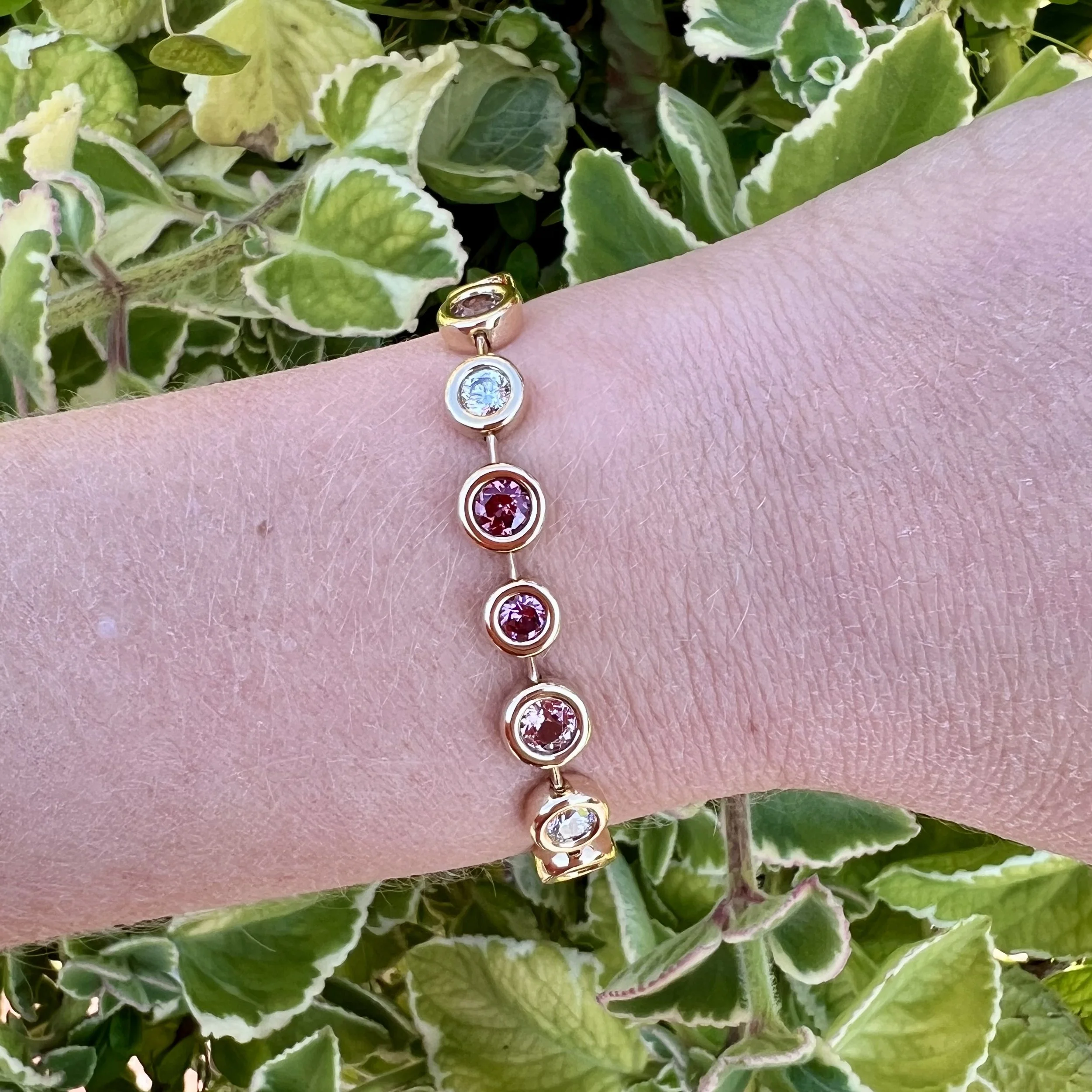 Brent Neale Pillow Bracelet with Pink Garnet and Diamonds