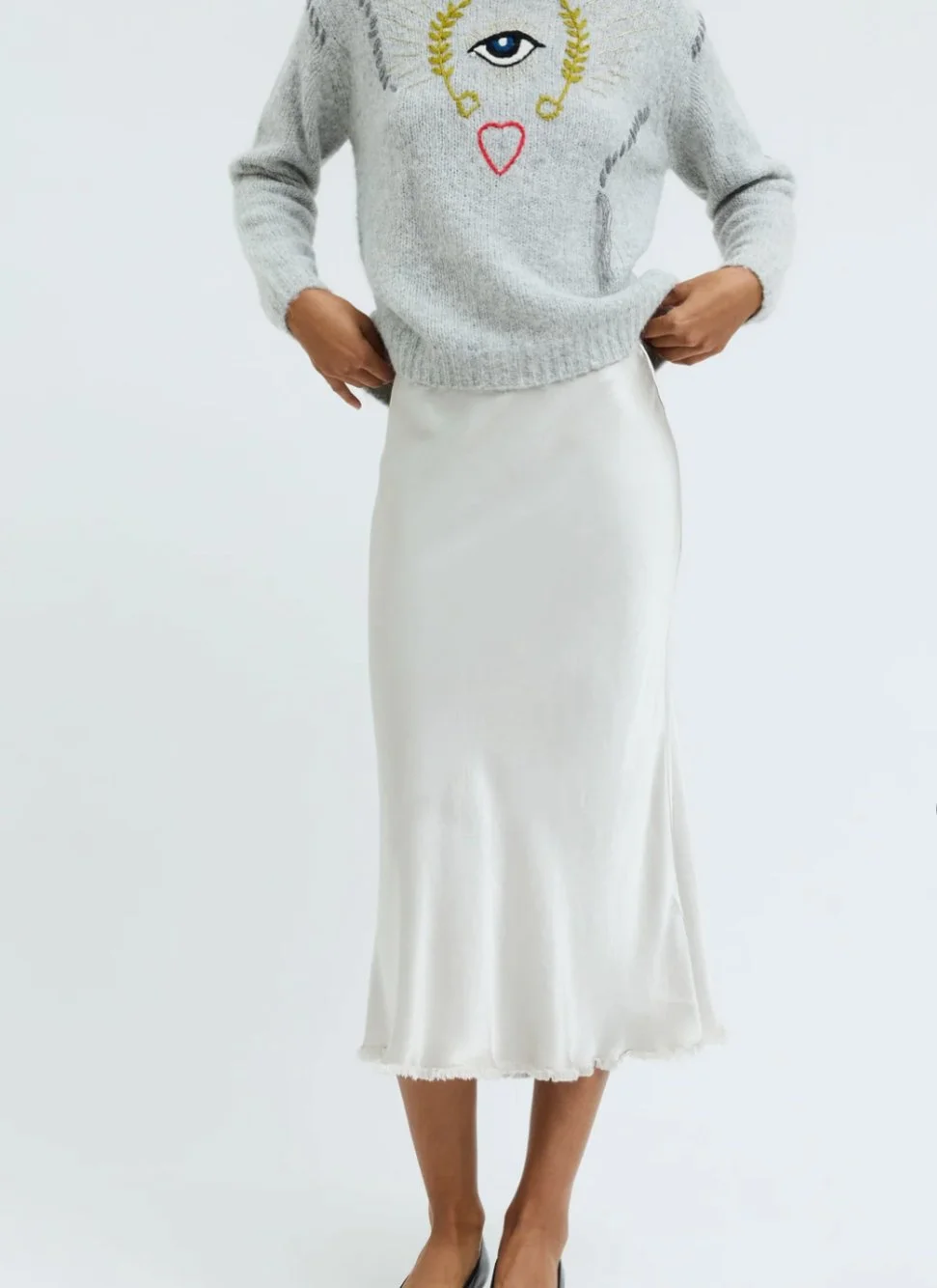 Raquel Allegra Tinsley Bias Skirt in Silver Mist  - SIZE 1 ONLY