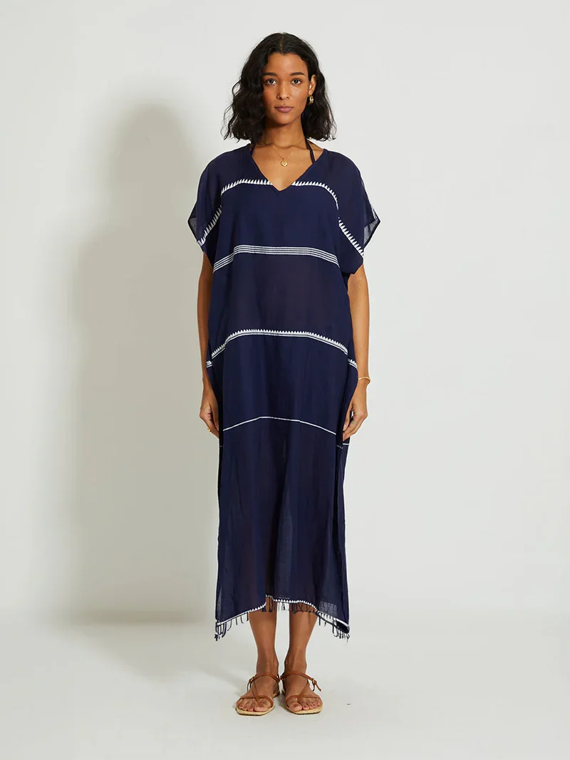 Lemlem Dalila Long Caftan in Nunu Navy