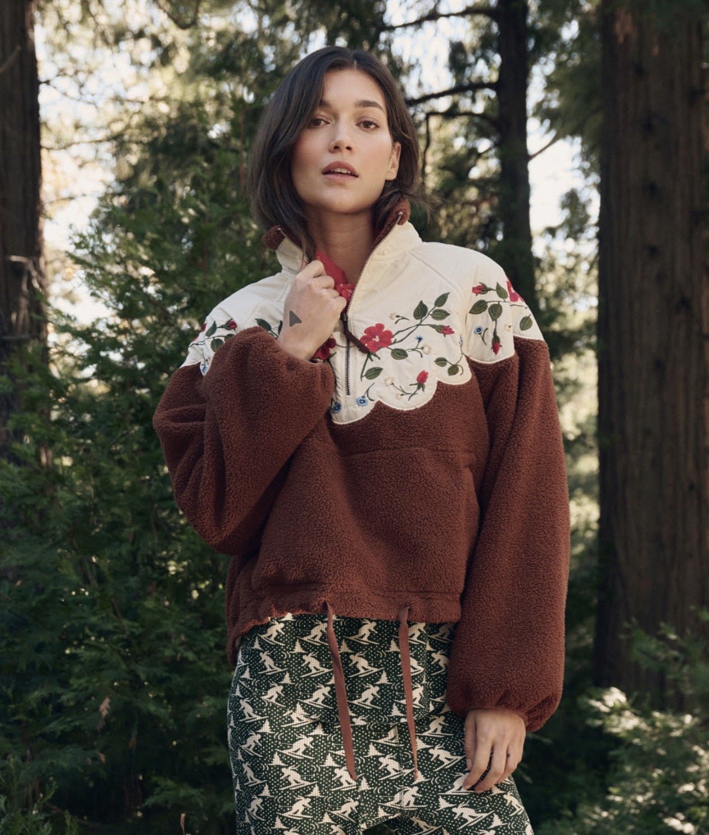 The Great Outdoors Plush Wildflower Pullover in Chestnut
