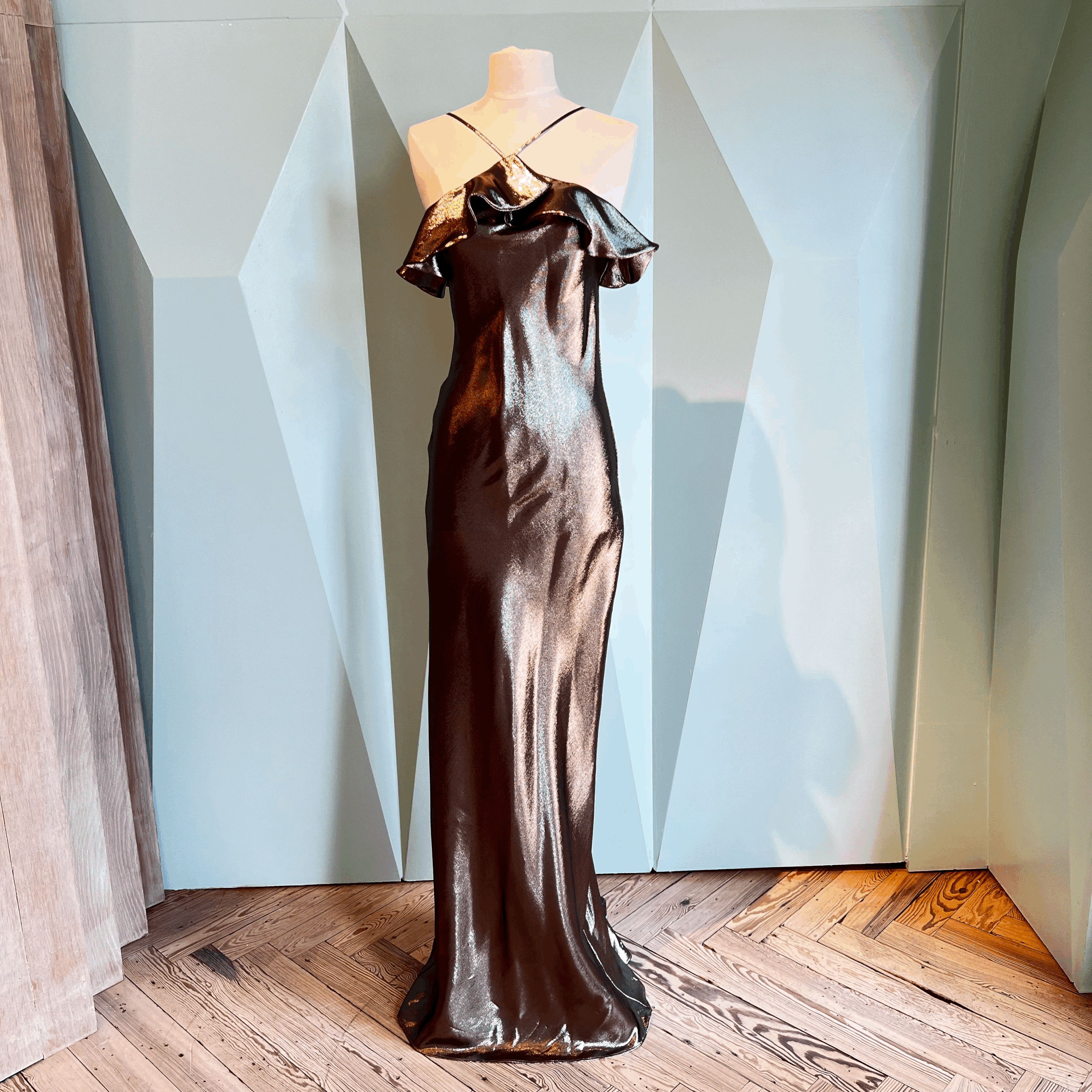 Rodarte Gold Lame Halter Gown - SIZE 2 ONLY