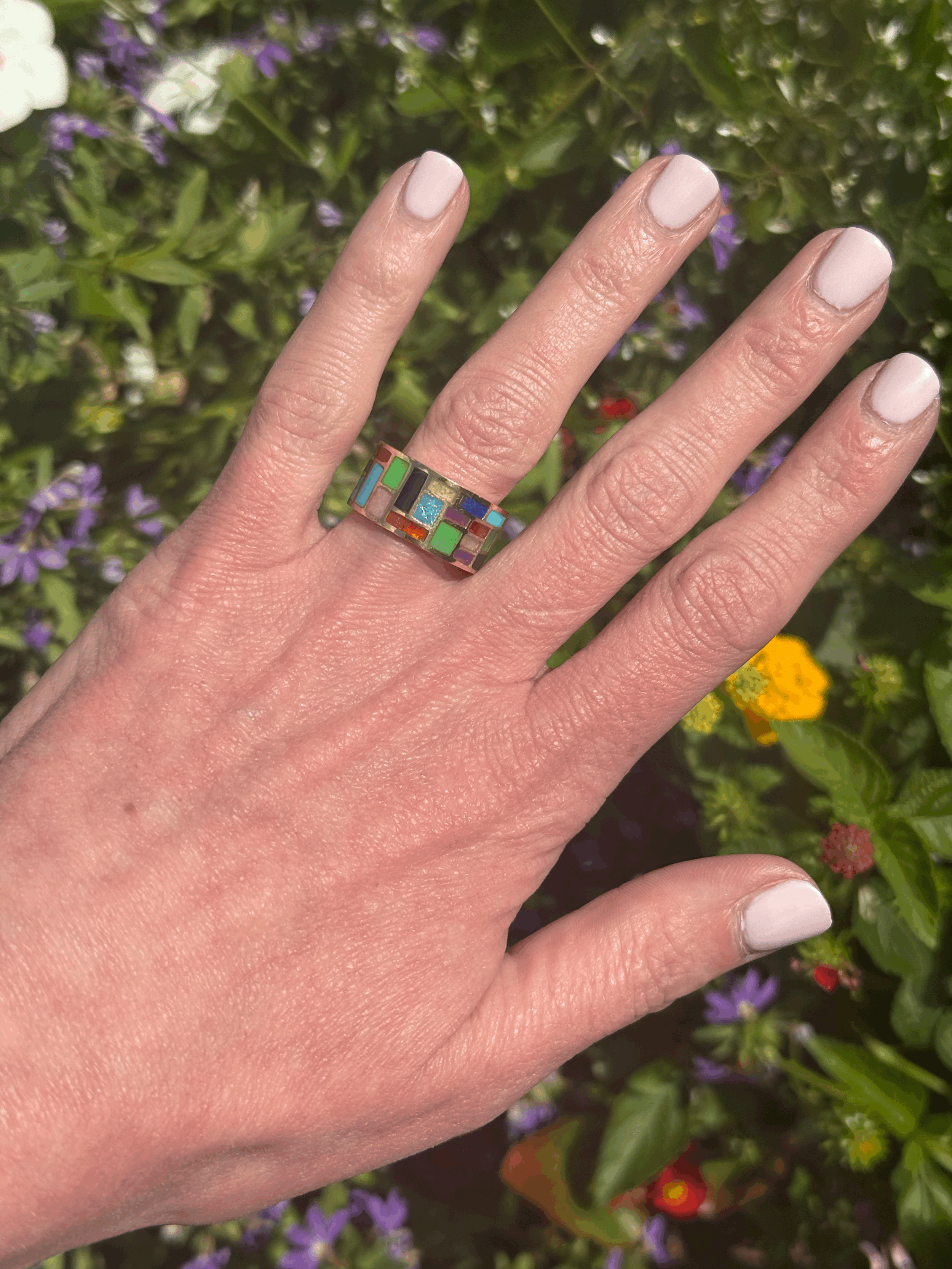 Marla Aaron 18K Yellow Gold All Inlay Ring Size 6 ONLY