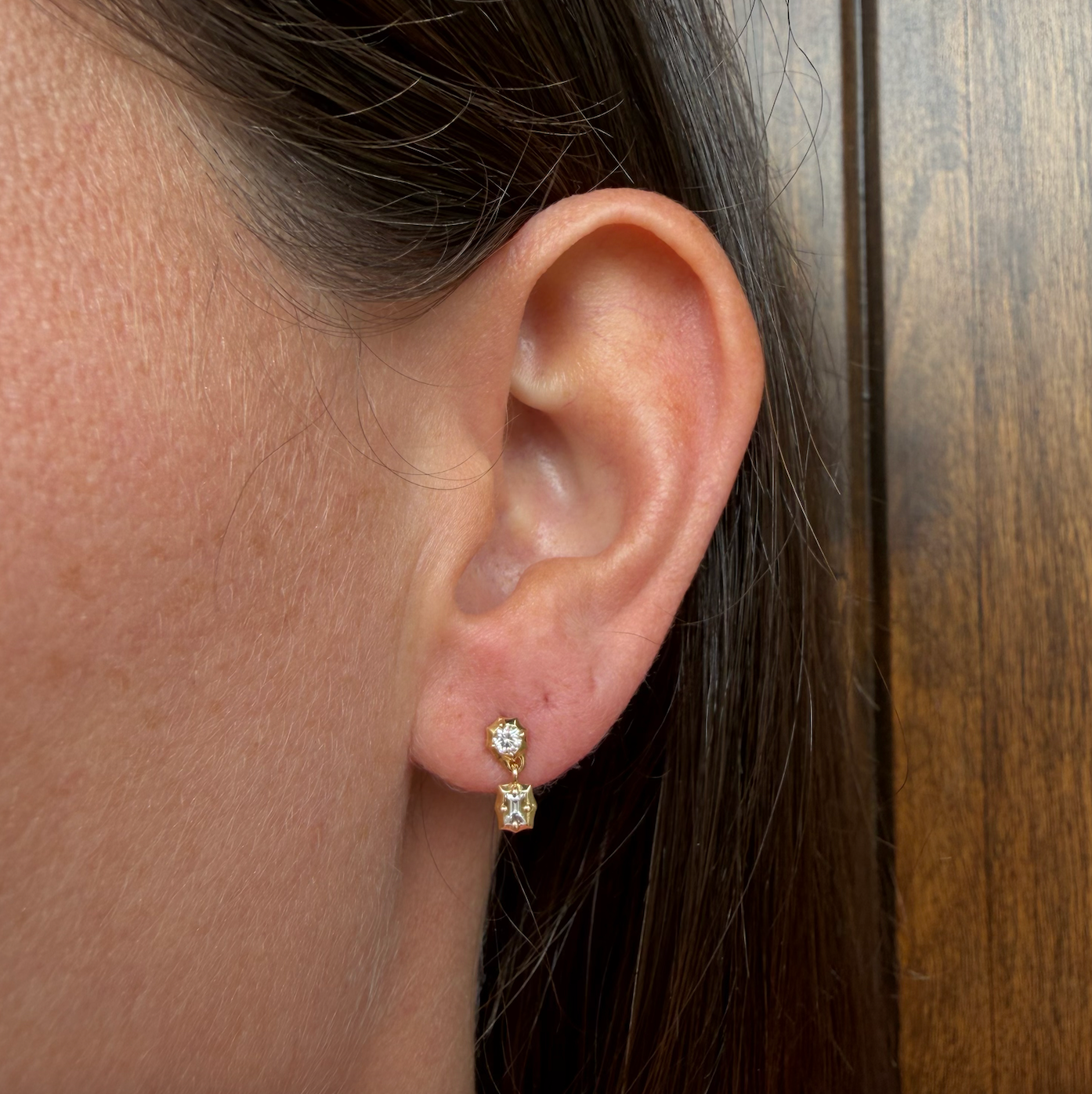 Jade Trau Mini Vanguard Two Stone Drop Earring