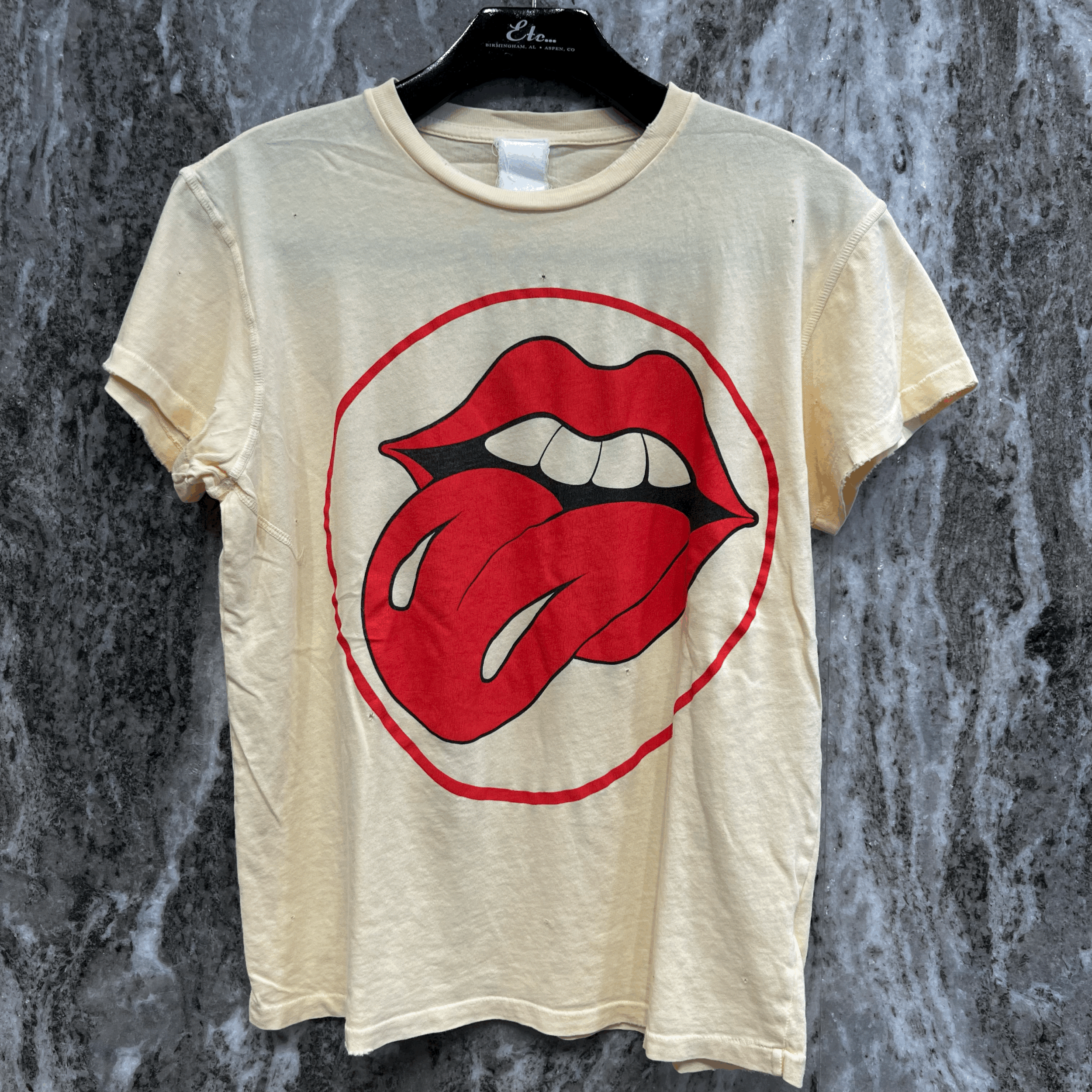 Madeworn Rolling Stones Crew Tee in Mellow Yellow
