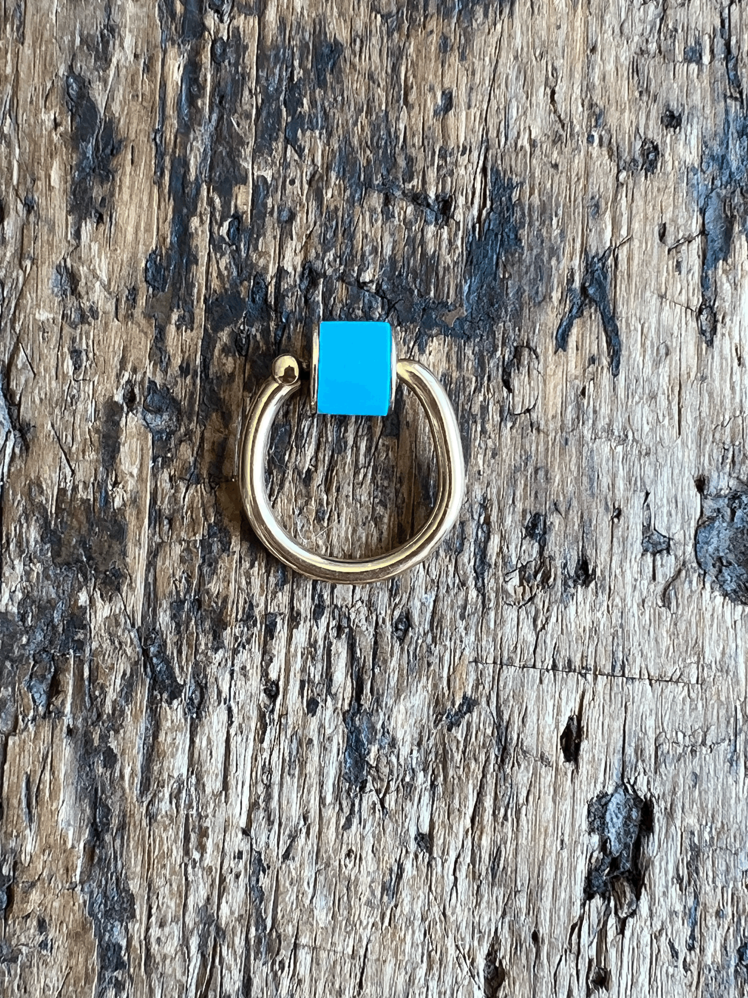 Marla Aaron Chubby Trundle Lock Ring in Turquoise Size 7