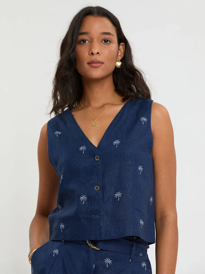 Lemlem Adowa Shell Tank in Zafi Navy