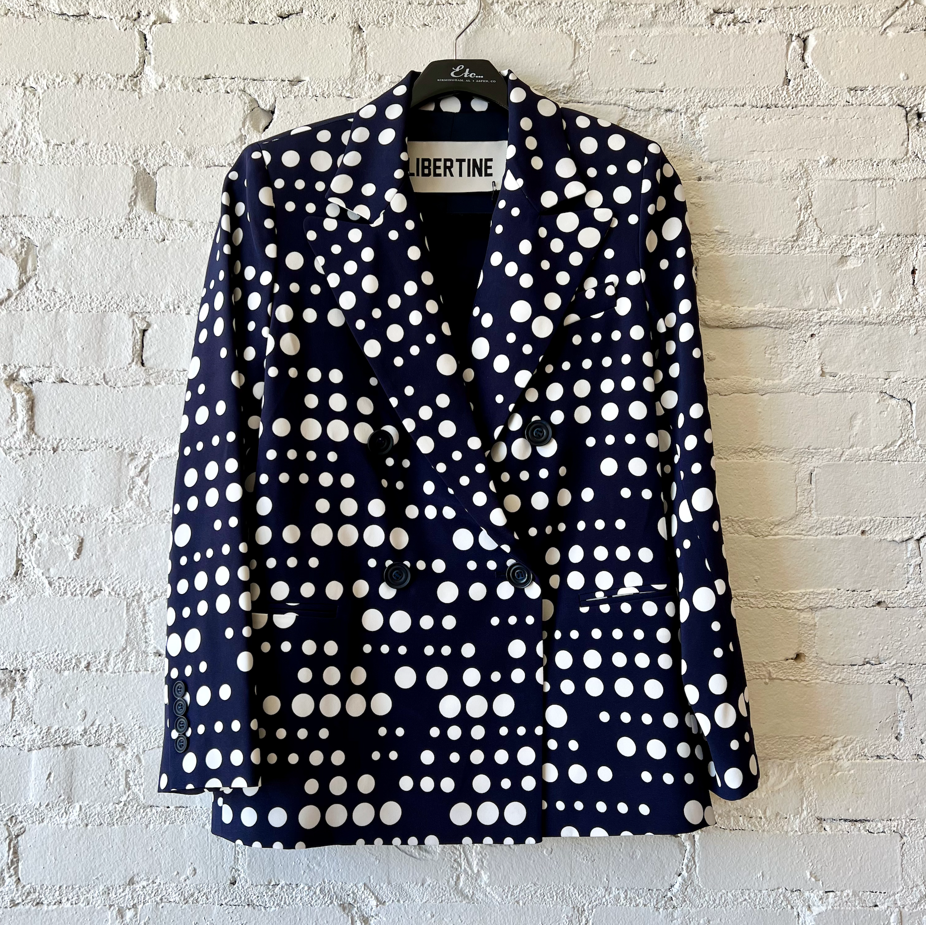 Libertine Dot Dotism Double Breasted Jacket in Navy - SIZE S ONLY