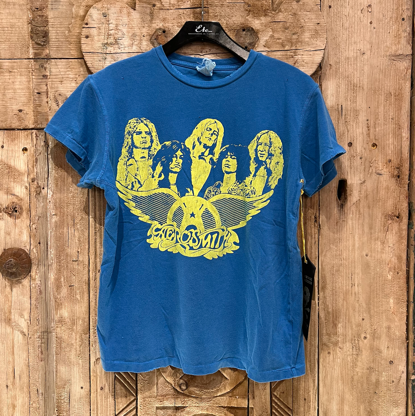 Madeworn Aerosmith Crew Tee in Vintage Blue
