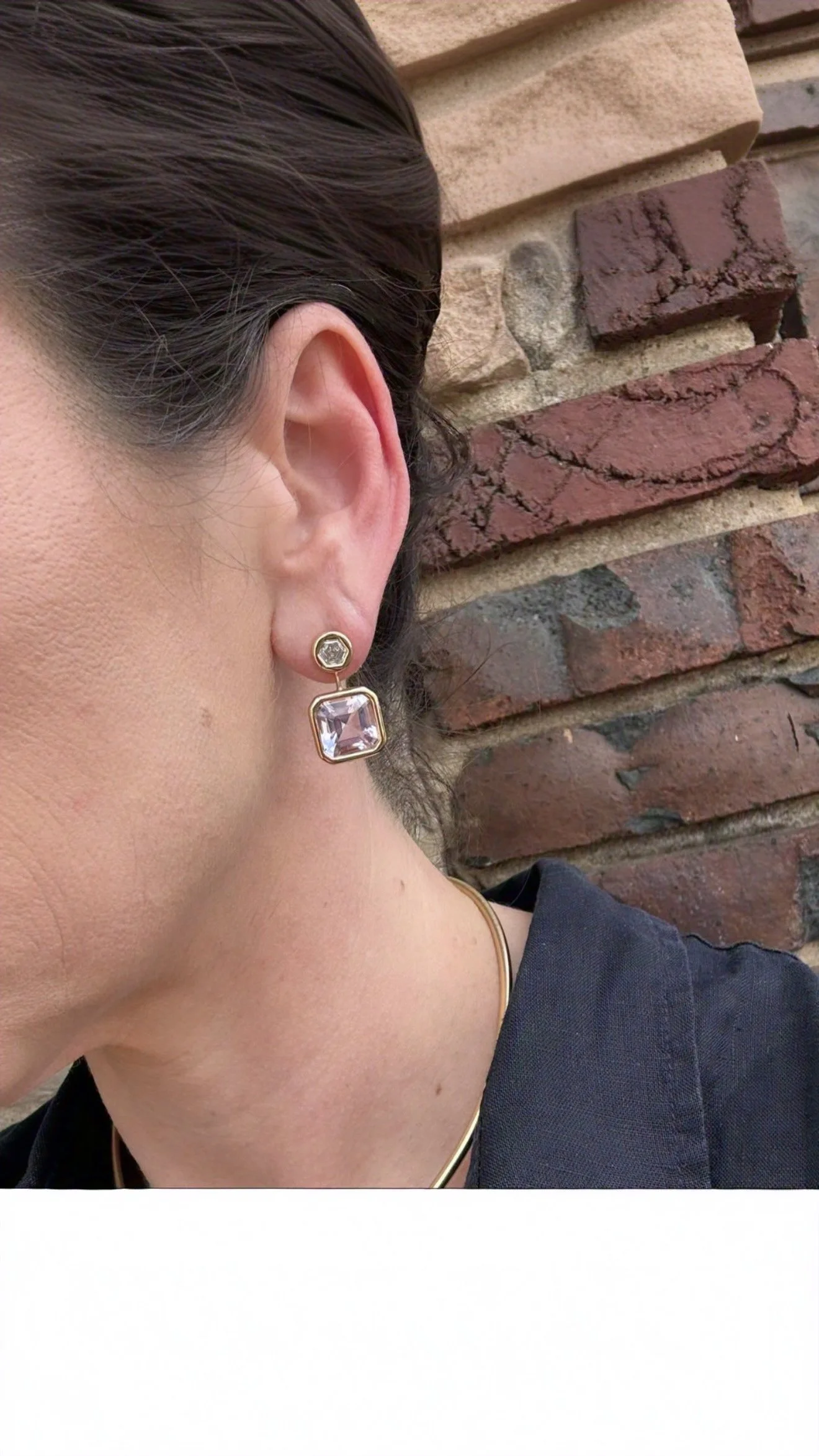 Brent Neale OAK Diamond and Rose De France Amethyst Pillow Drop Earrings