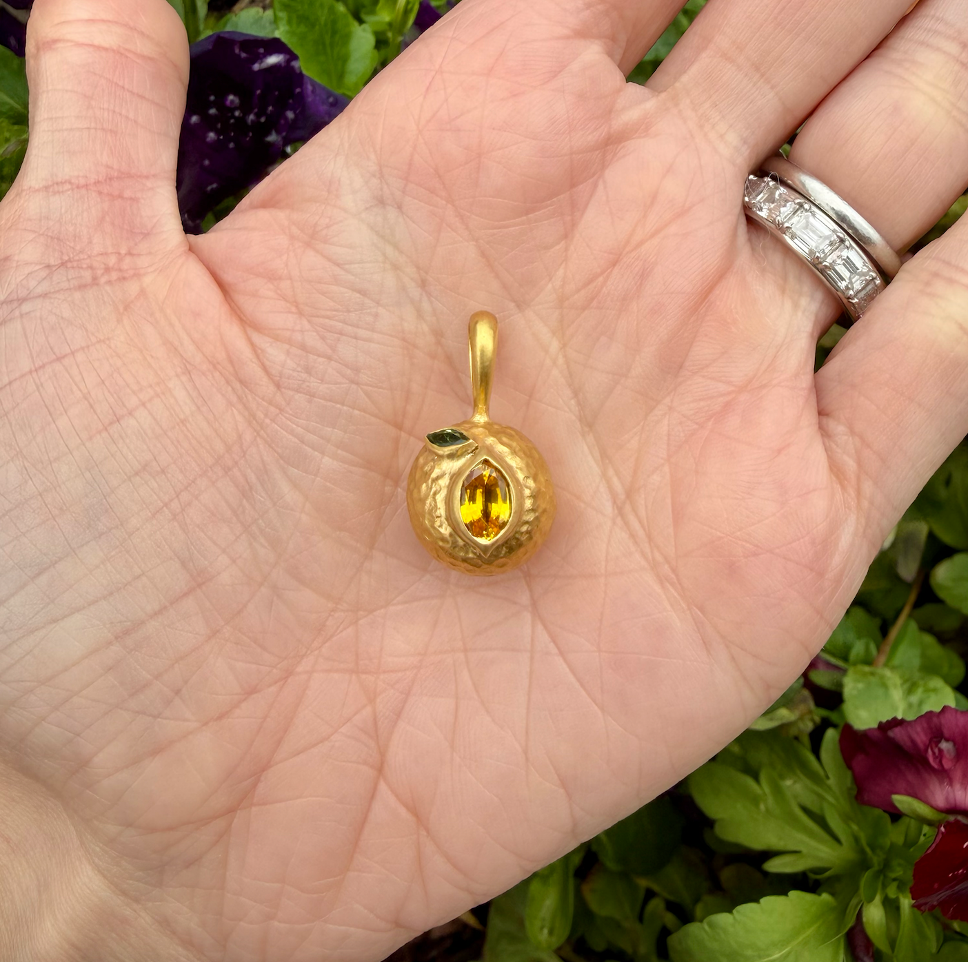Cathy Waterman Lemon Sphere Charm with Yellow Sapphire