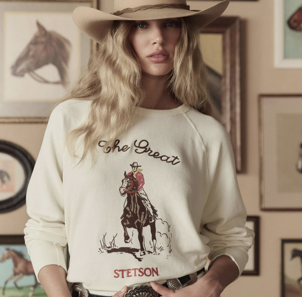 The Great x Stetson College Sweatshirt with Stetson Graphic in Washed White