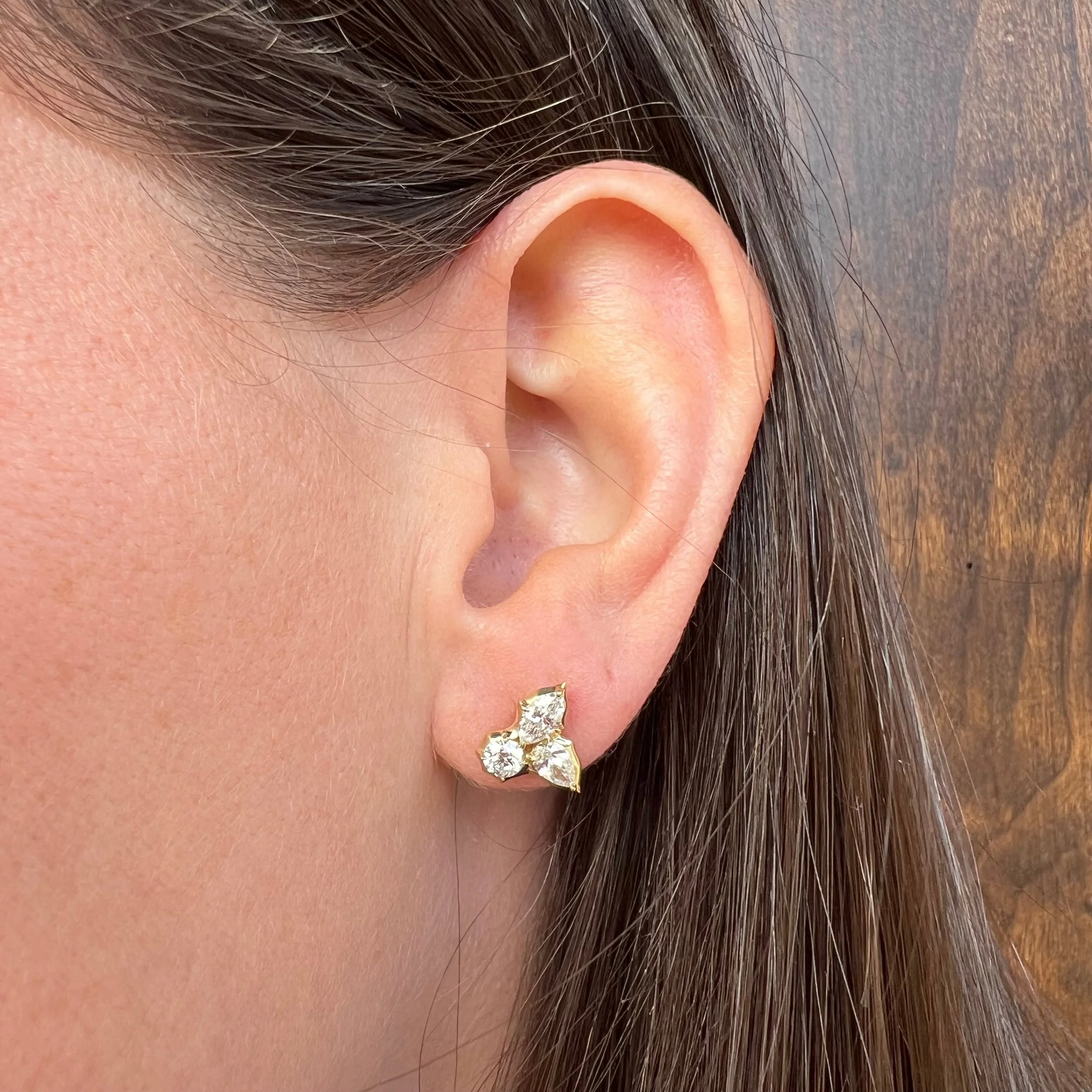 Jade Trau  Poppy Cluster Studs III with Marquis Round and Pear Shape Diamonds