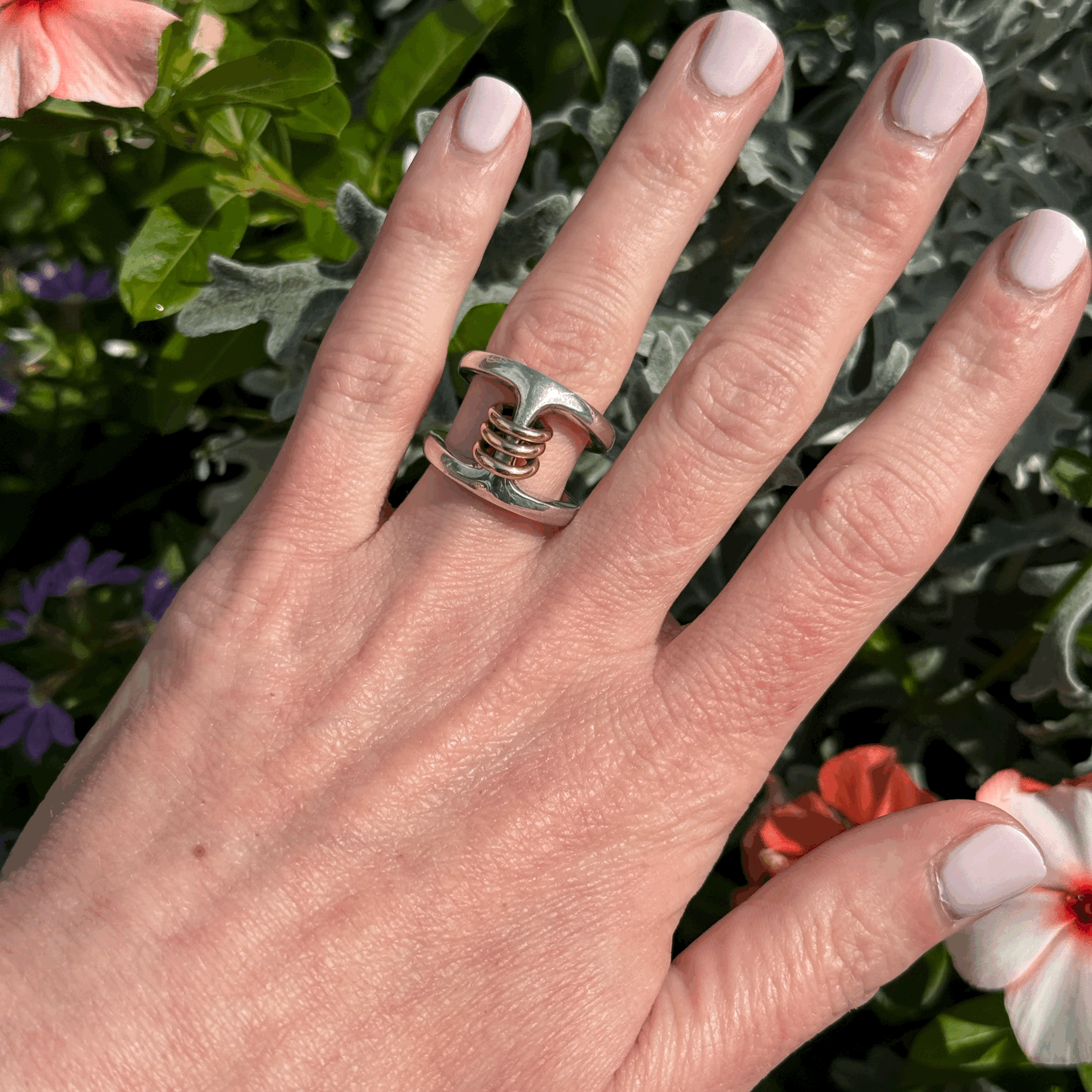 Spinelli Kilcollin x Hoorsenbuhs 333 Silver Phantom Ring with 18K Rose Gold Annulets SIZE 6