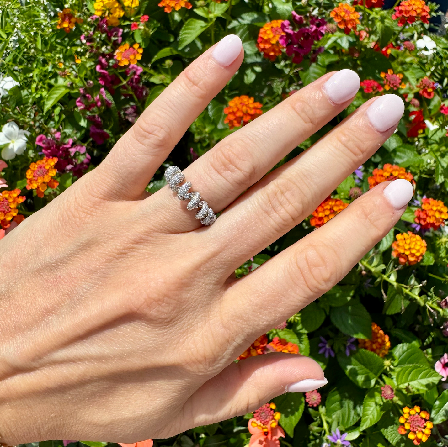 Boochier 18K  WHITE Gold and Diamond Classic Slinkee Ring (SPECIAL ORDER)