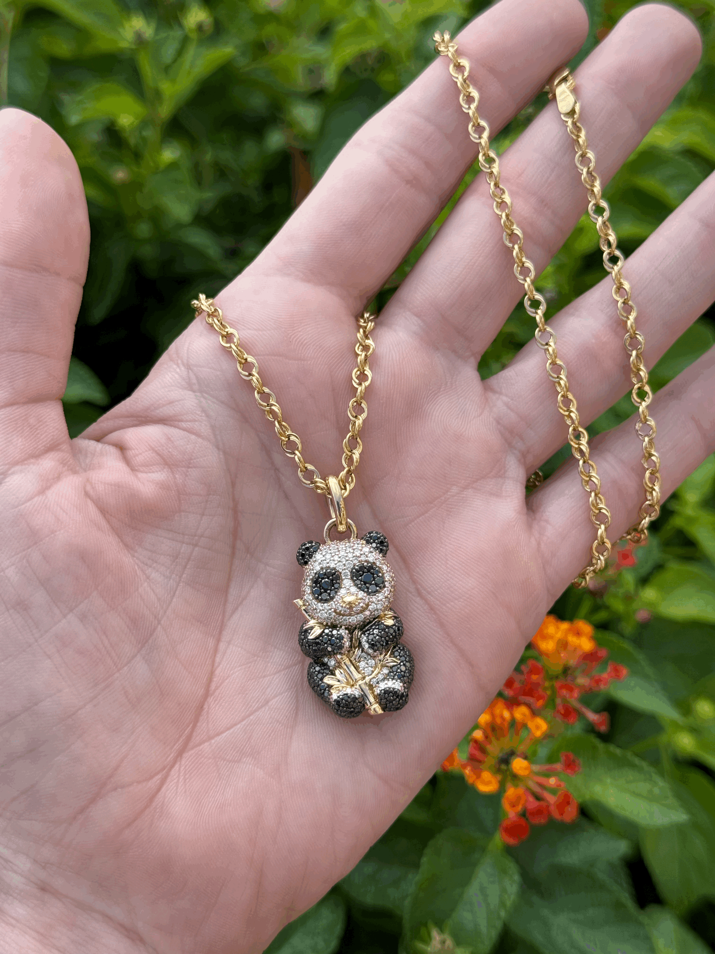 Grace Winfrey Diamond Panda Pendant on Chain