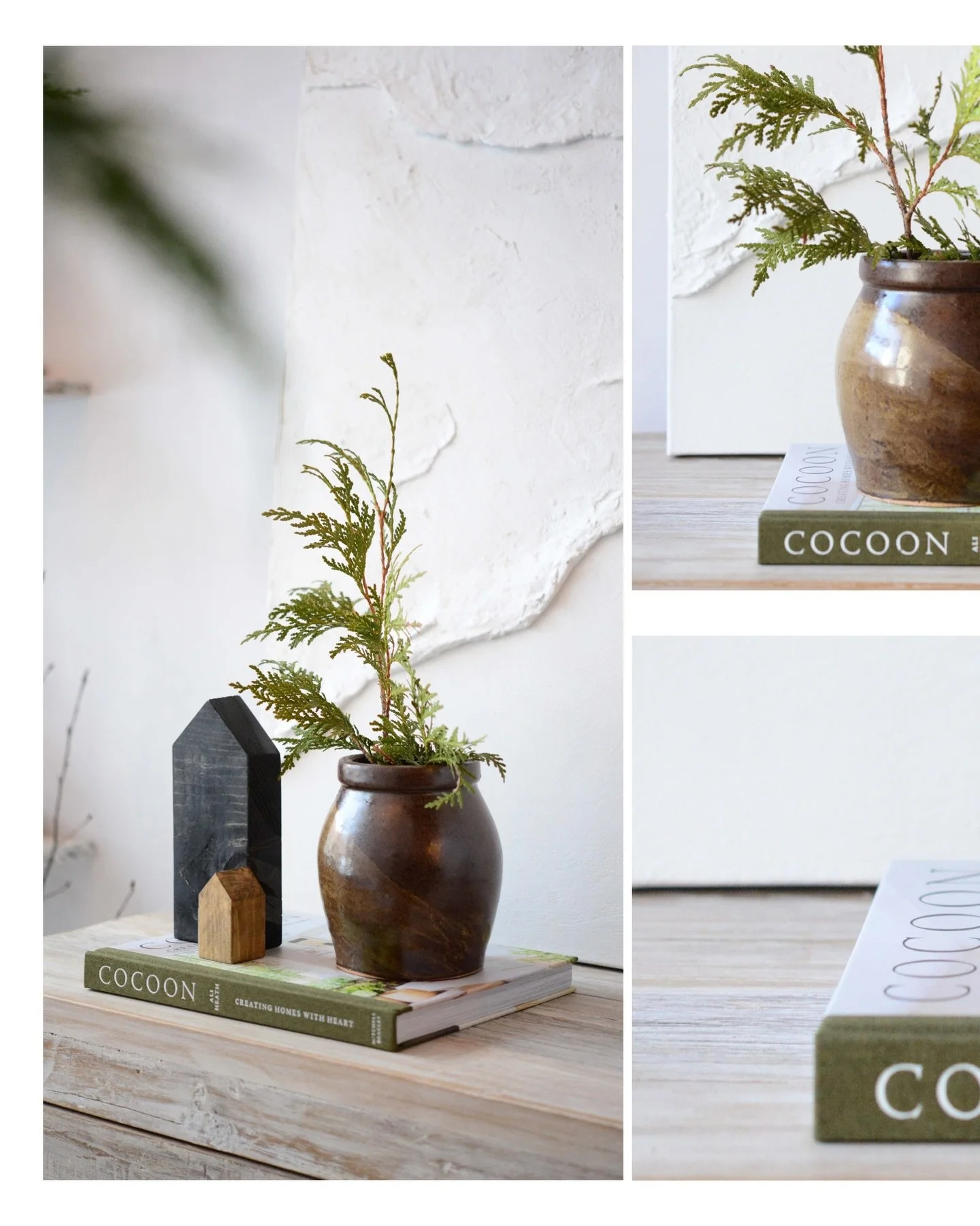 january style. 

quiet. cozy. calm. 

a reset + reminder to lean into the appreciation of the little things. 

this quiet moment features our &lsquo;jul&rsquo; handcrafted winter wooden houses + &lsquo;gaia&rsquo; handcrafted clay pot. 

#designwithi