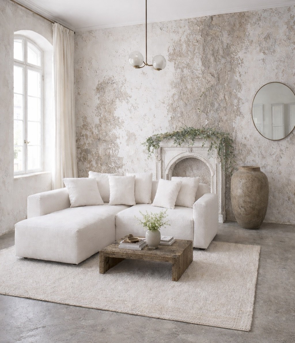 concept to fruition. 

a conceptual interior living space inspired by our &lsquo;chateau&rsquo; fine art print [swipe to see the original], featuring our &lsquo;denmark&rsquo; sectional. 

yay or nay? 

because i&rsquo;m ready to bring this to life. 