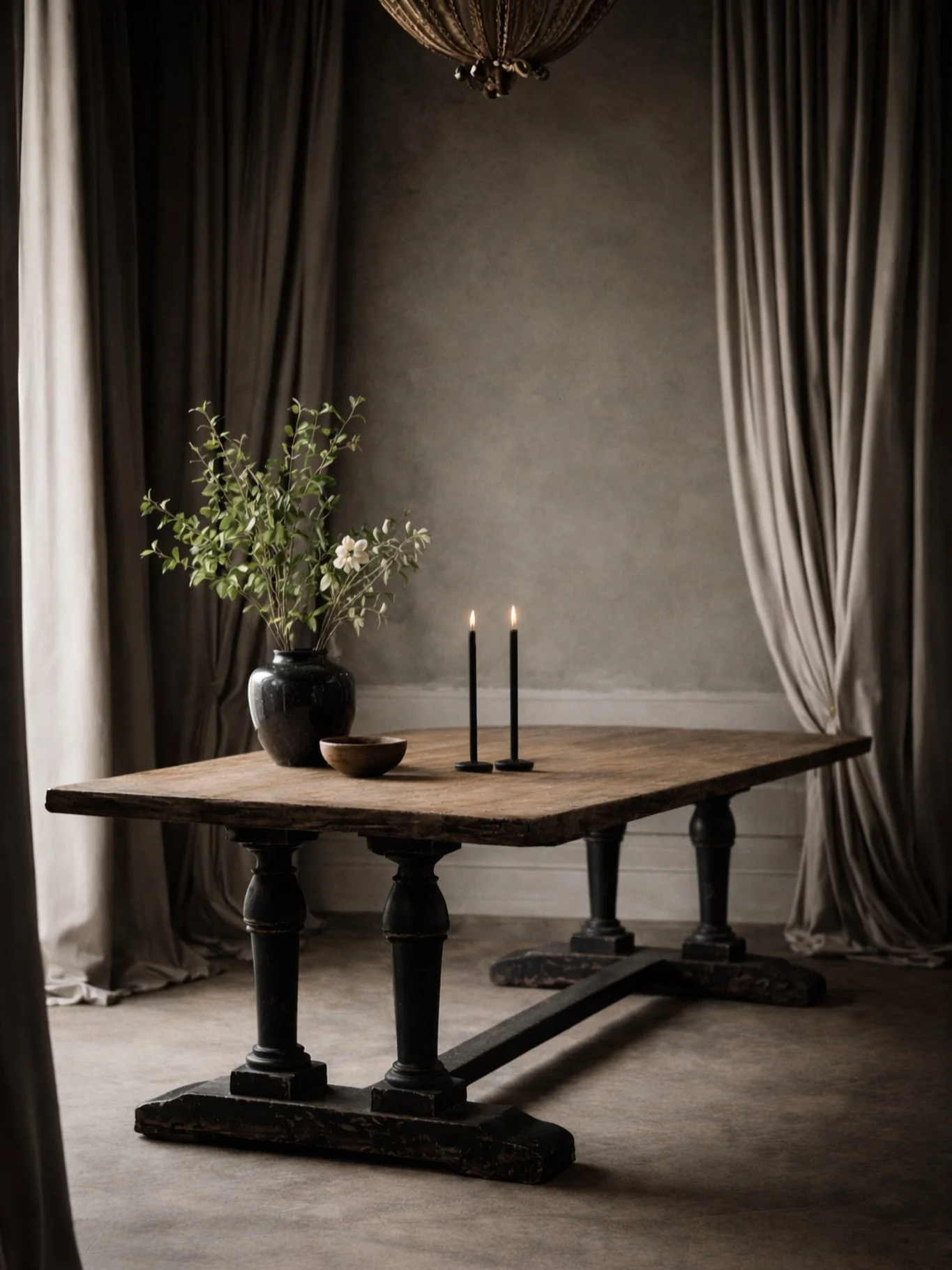 this moody moment &bull; featuring &lsquo;esme&rsquo; 

deserved a permanent spot on the feed. 

our floor sample sale has already seen our &lsquo;niko&rsquo; arched metal cabinet claimed, but our &lsquo;esme&rsquo; reclaimed wood dining table is sti