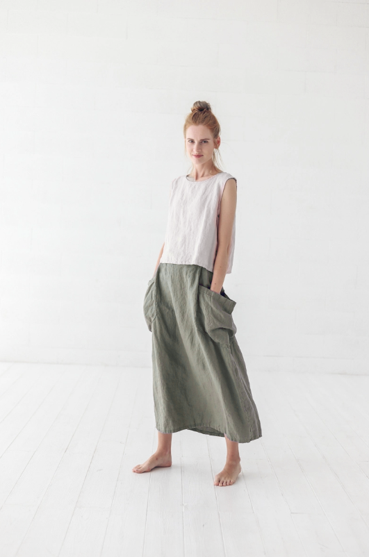 the ‘atelier lino’ collection • large pocket maxi linen skirt