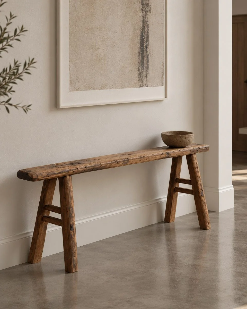 'leif' vintage wood skinny bench