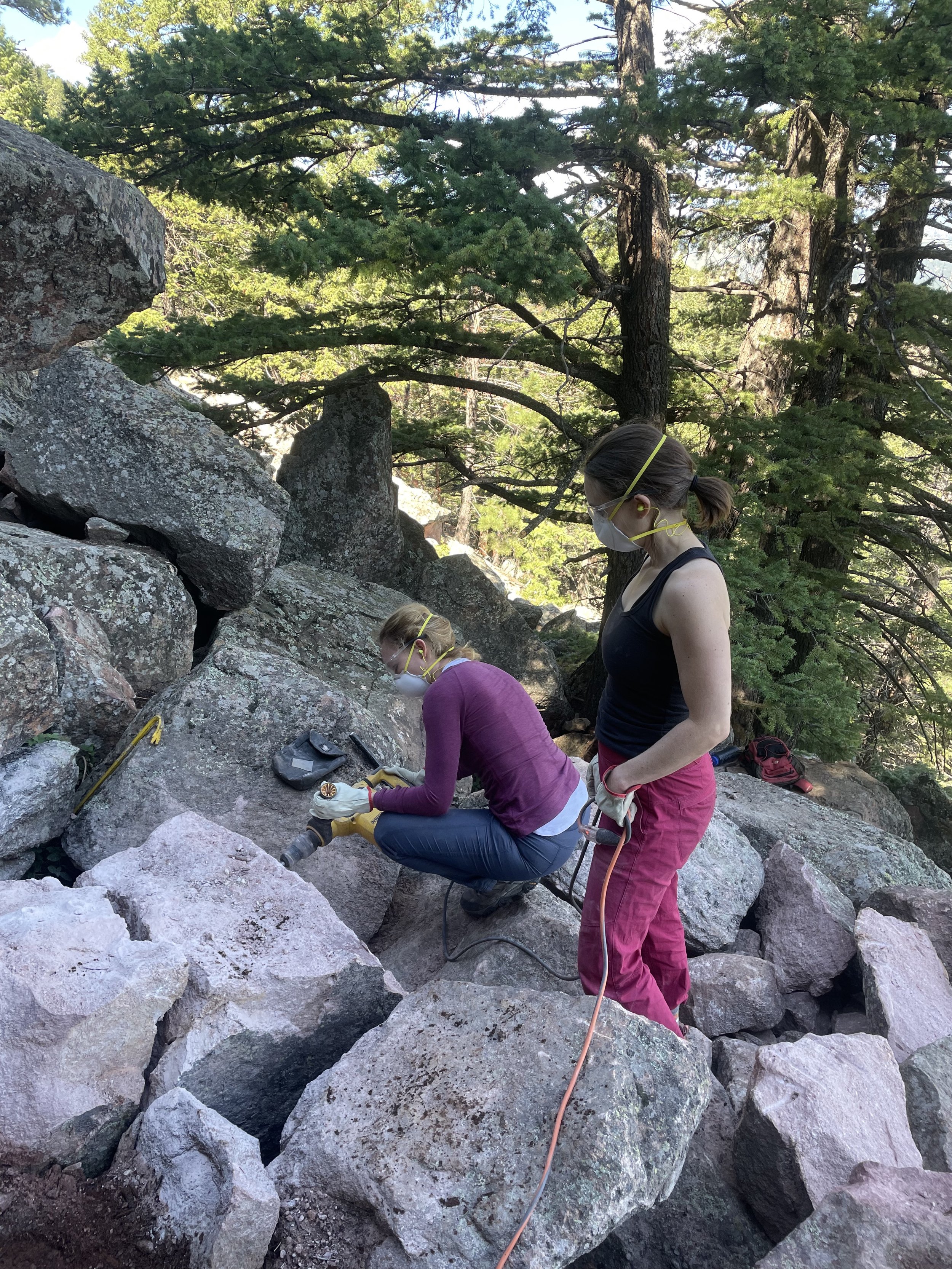 Volunteers Quarrying Rock 