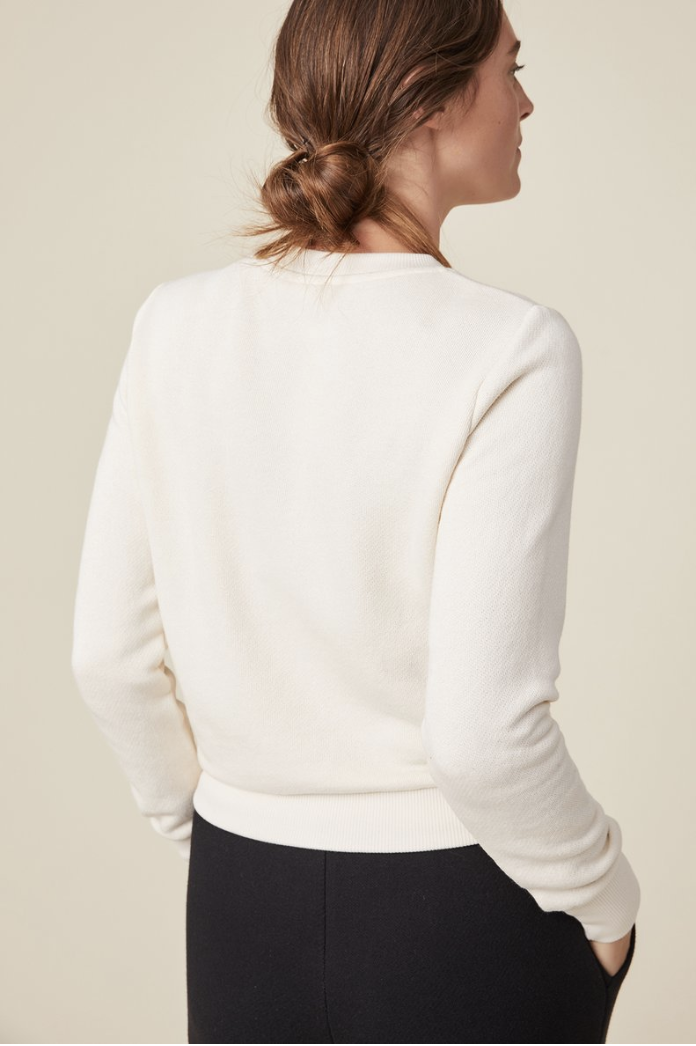 Amour Vert Beckett Shrunken Crewneck Sweatshirt in Ivory