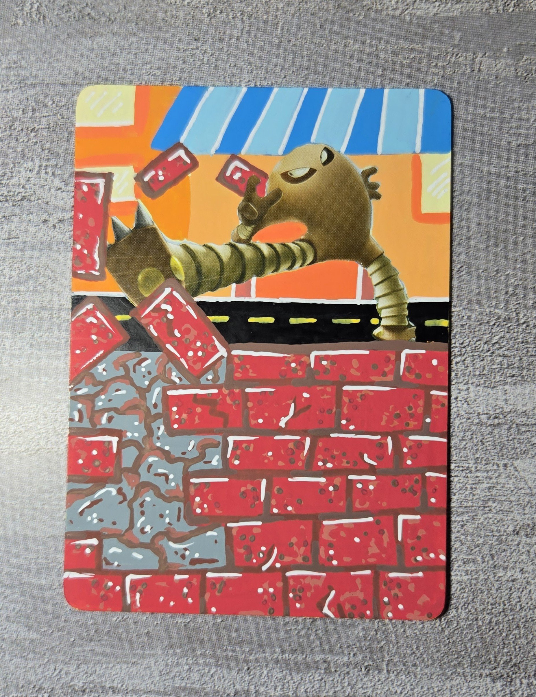 Hitmonlee : I painted him inspired by his name sake Bruce Lee - kicking some brick walls down.