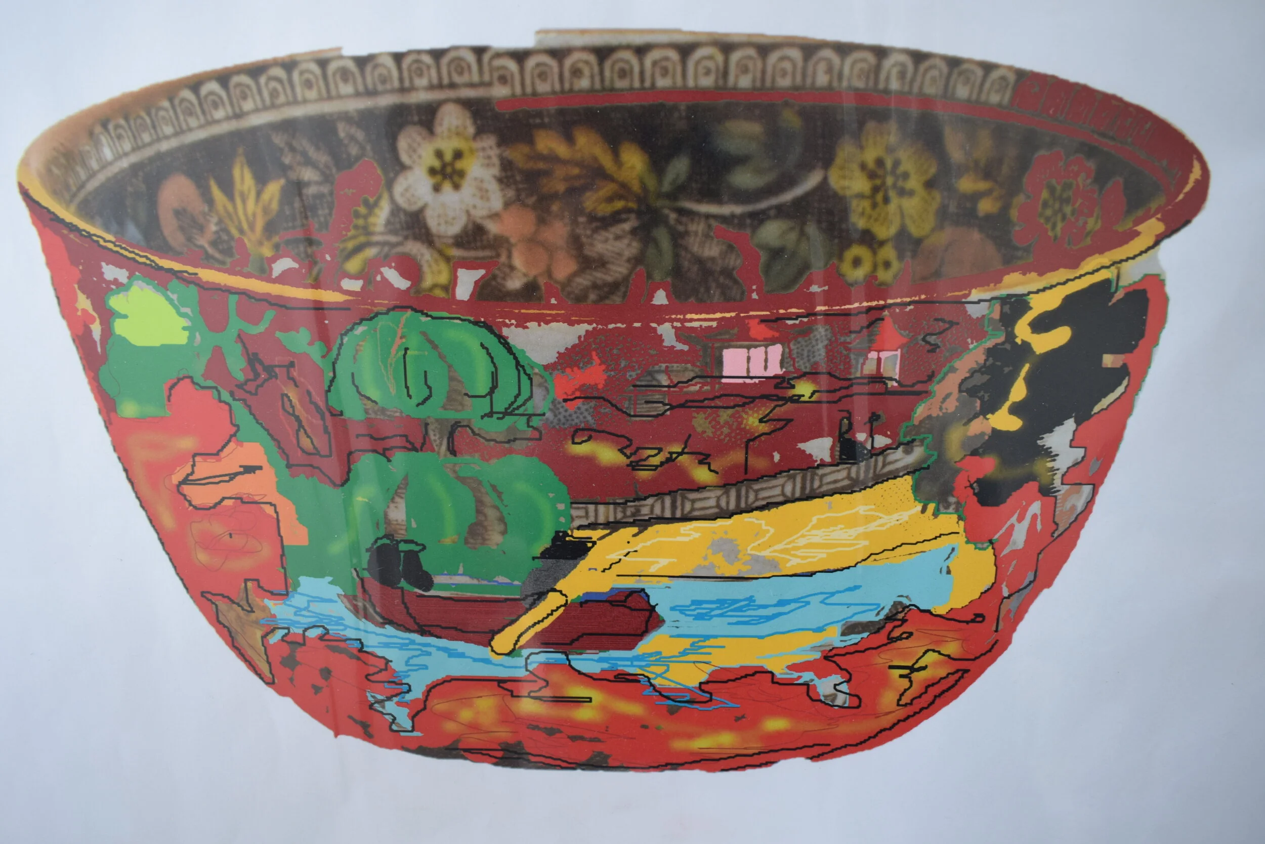 Chinese bowl with digital colouring 