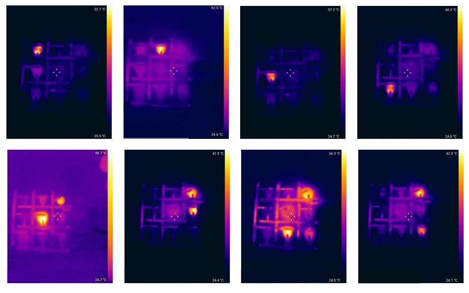 In this demo, presence sensing was used to actuate different heating pads. This way, only pads with great proximity to the user are activated.