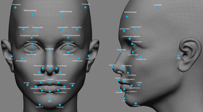 Most facial recognition algorithms identify individuals by analysing unique facial features such as the relative position of the nose, eyes and/or mouth. Courtesy of eForensicsMag