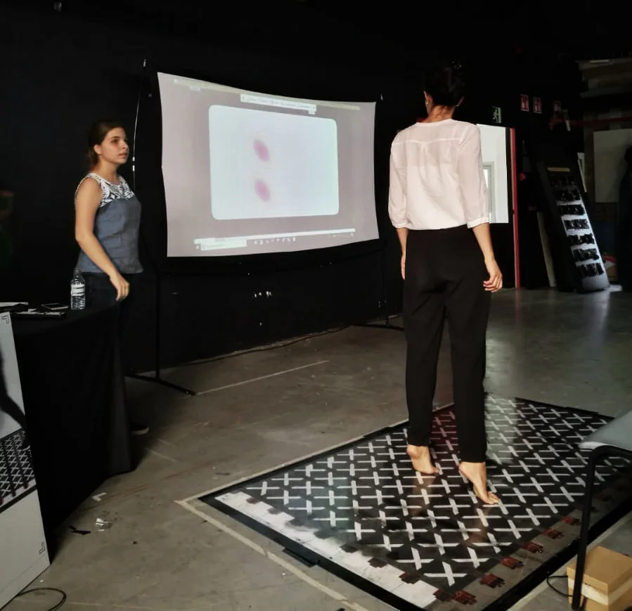 Demonstrating sensing capabilities on a large prototype. Photo courtesy of David Andreas. 