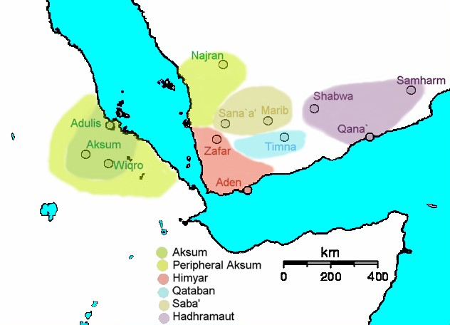 Map of the Yemeni kingdoms in 230 CE.