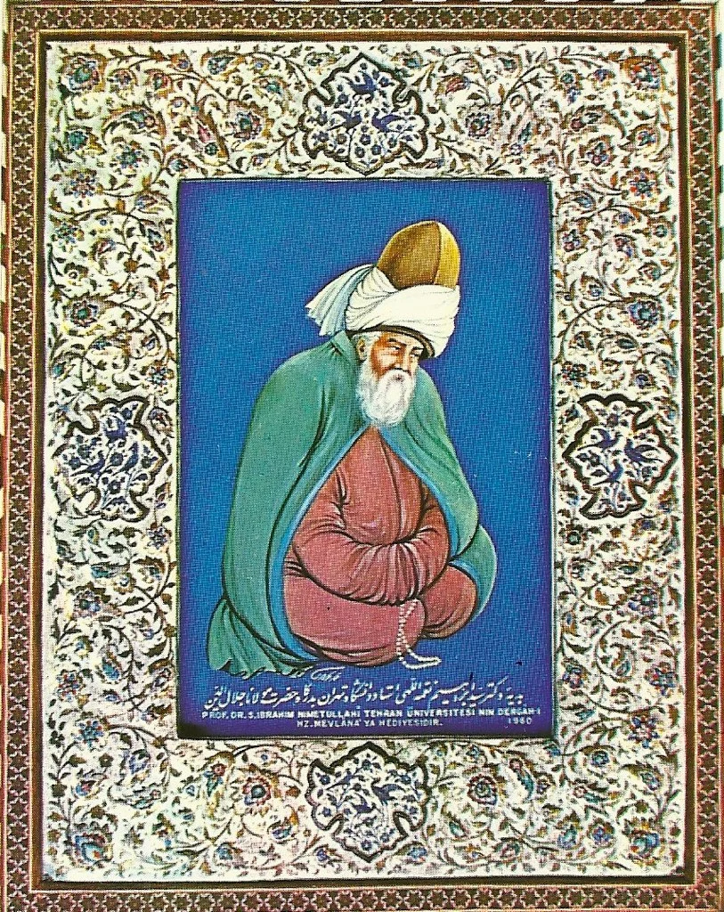 Rumi is a 13th Century Sufi mystic and poet. This poem was originally written in Persian/Farsi and Turkish. The text below is an English from a translation by Nader Khalli from Fountain of Life.