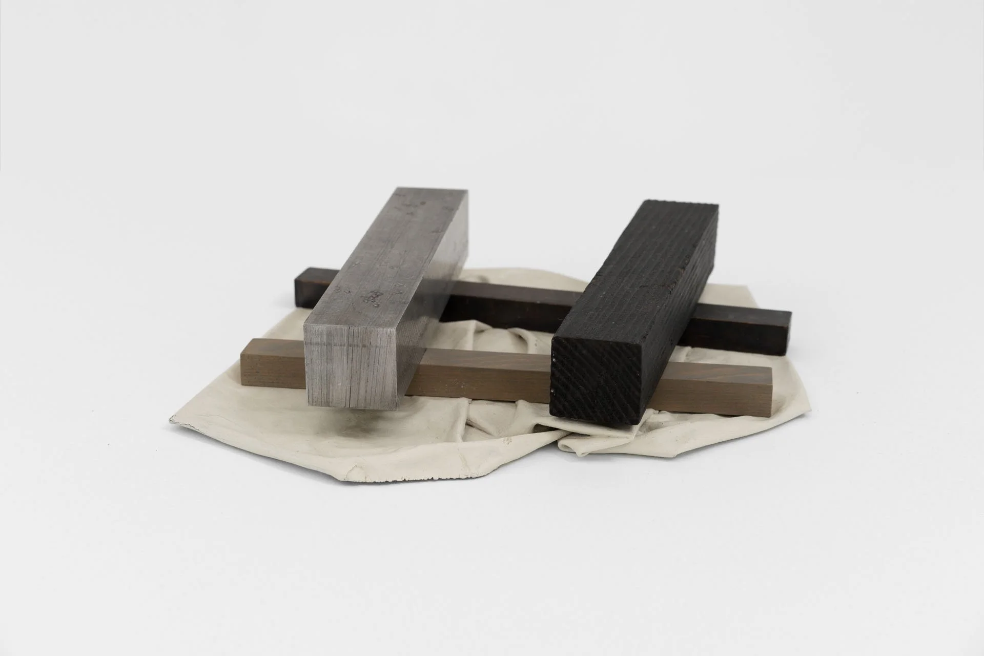  Bill Walton  Jacks Hill #1 , no date Wood, aluminum, copper, primed cloth 3 x 12 x 13 1/2 in 7.6 x 30.5 x 34.3 cm 