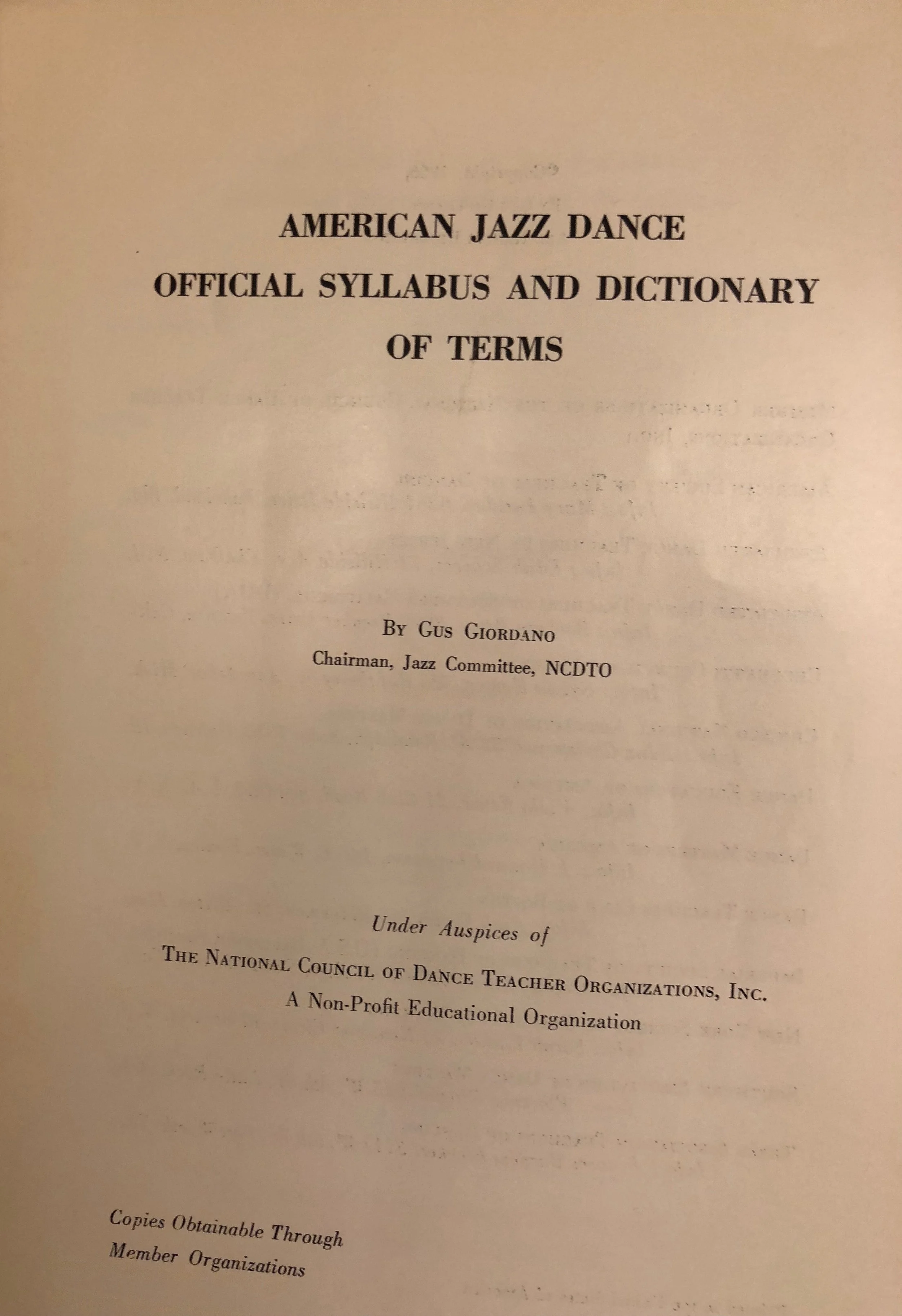 American Jazz Dance: Official Syllabus and Dictionary of Terms