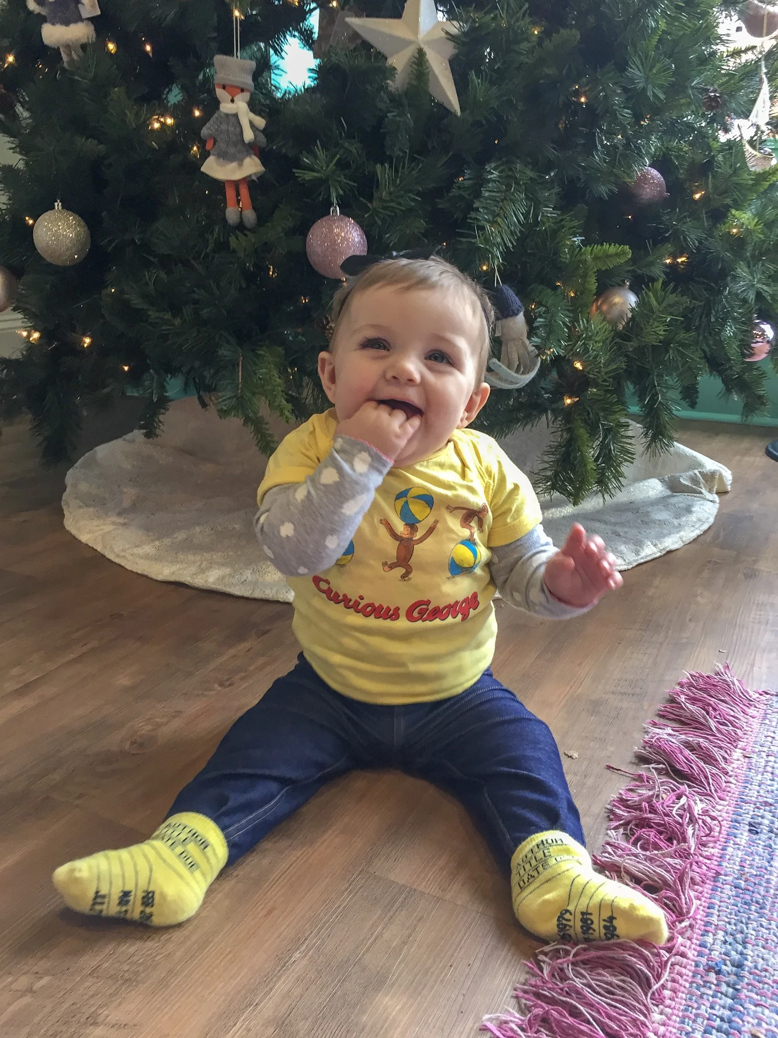 Curious George onesie + library checkout card socks with grippies shaped like date stamps (We realize this one isn’t technically a book/item combo, but Evelyn’s outfit was on point, so we had to include it.)