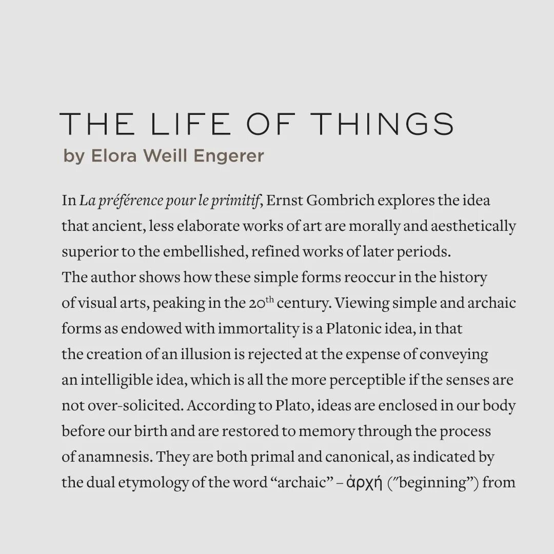 CRITICAL TEXT &nbsp;Thank you so much Elora @eloraweillengerer  for your beautiful&nbsp;text on my work.&nbsp;

You can find the complete text on my website, both in French, and in English.&nbsp;

The Life of Things,&nbsp;
by Elora Weill-Engerer

Swi