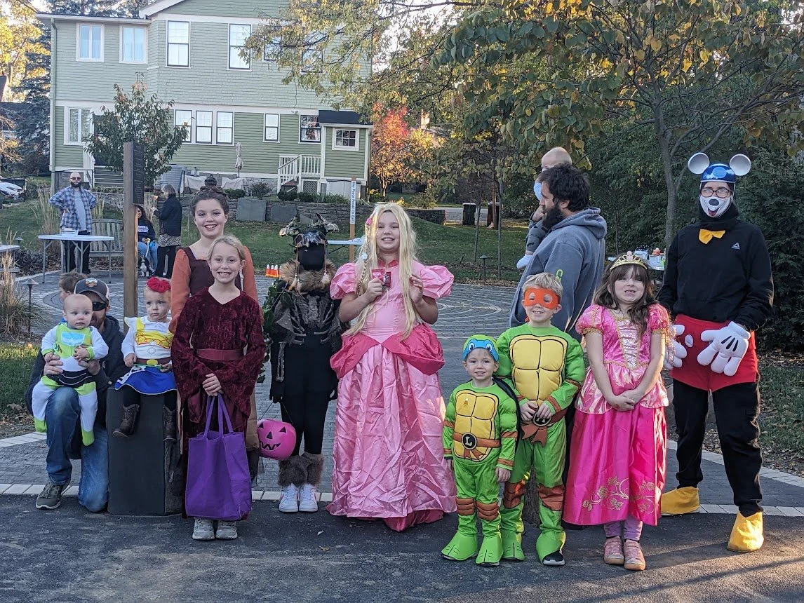 A group of kids line up for a costume contest for Christ Church Glendale's Trunk or Treat.