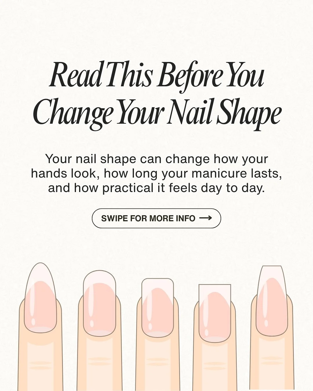 Thinking about changing your nail shape? Read this first 💅✨

Your nail shape is not just about aesthetics. It affects how long your manicure lasts, how comfortable it feels, and how well it fits into your everyday life. From almond and oval to squar