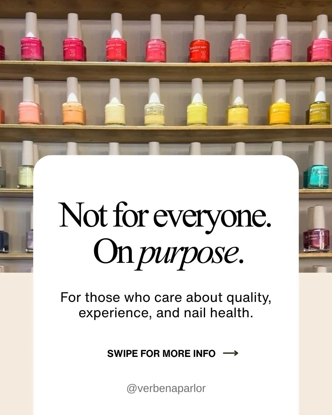 We built Verbena for those who value quality, intention, and nail health above all else.

Here, appointments start on time. Services are never rushed. Pricing is clear. Our technicians are extensively trained and work methodically to protect your nat