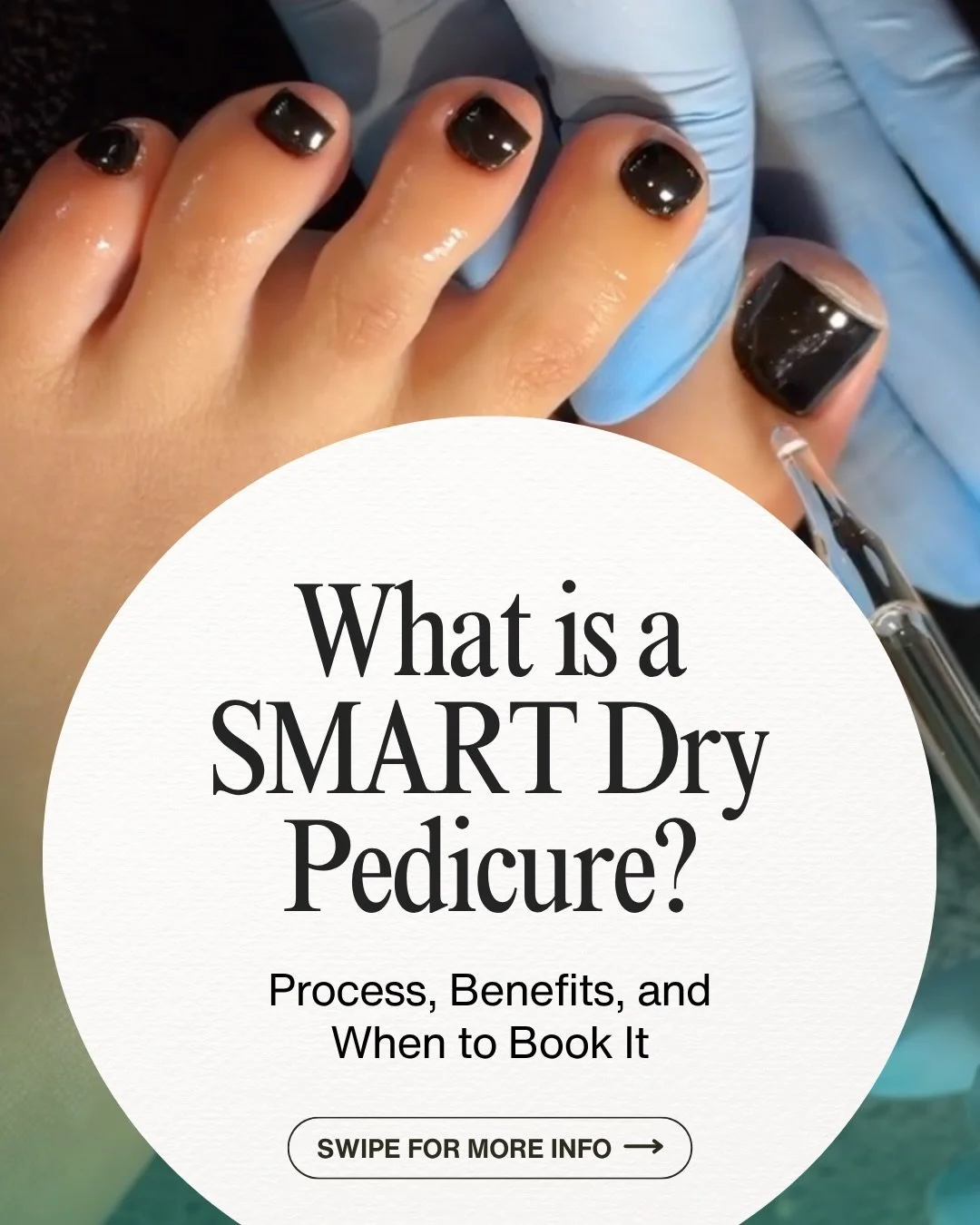 ✨If you want your feet looking smooth and sandal-ready, our SMART Dry Pedicure is the way to go.

This is a modern, waterless pedicure focused on real results. Instead of soaking, we treat dry skin using a professional podo machine with disposable di