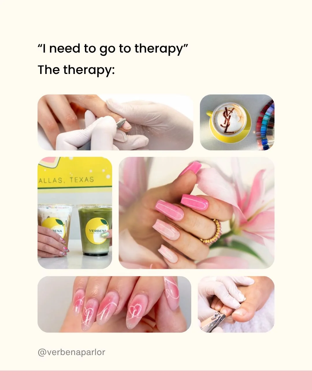 Sometimes therapy is a fresh nail appointment, a good drink, and a little self-care moment ✨💅🤍

At Verbena Parlor, we love creating a space where you can relax, recharge, and leave feeling a little more confident than when you walked in. ✨

📍 Upto