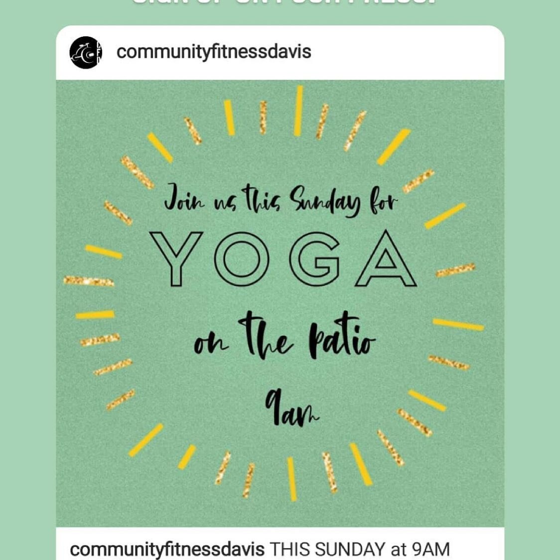 Back in person tomorrow on the patio @communityfitnessdavis  Sign up on Push Press!!
9am bring your yoga mat and props.  See you soon #focusedpathcoaching #yogaforcfders #yogaoutside #revive #breathe #🙏🏼