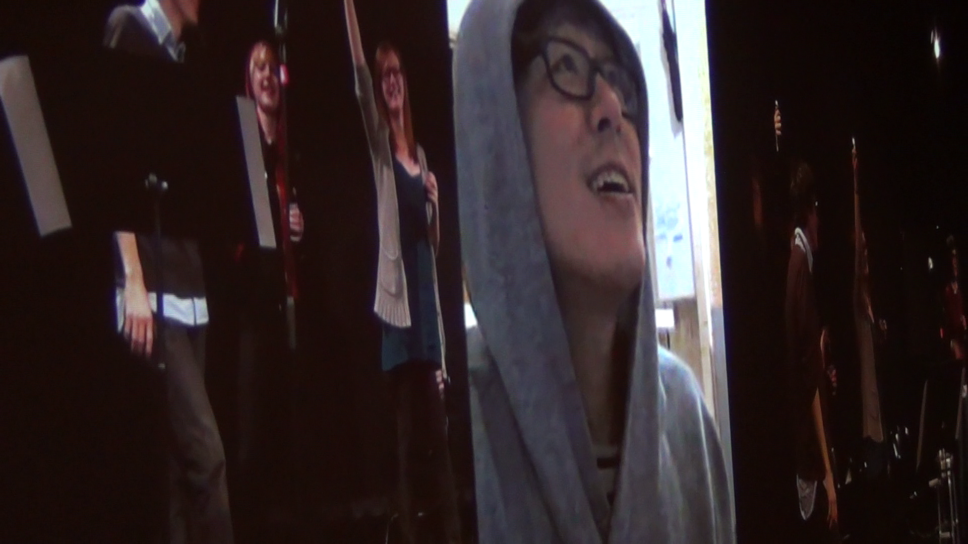 Still from Tele-Propinquity Party, held at CultureHub in New York, inviting people to connect from remote locations (February 2012)