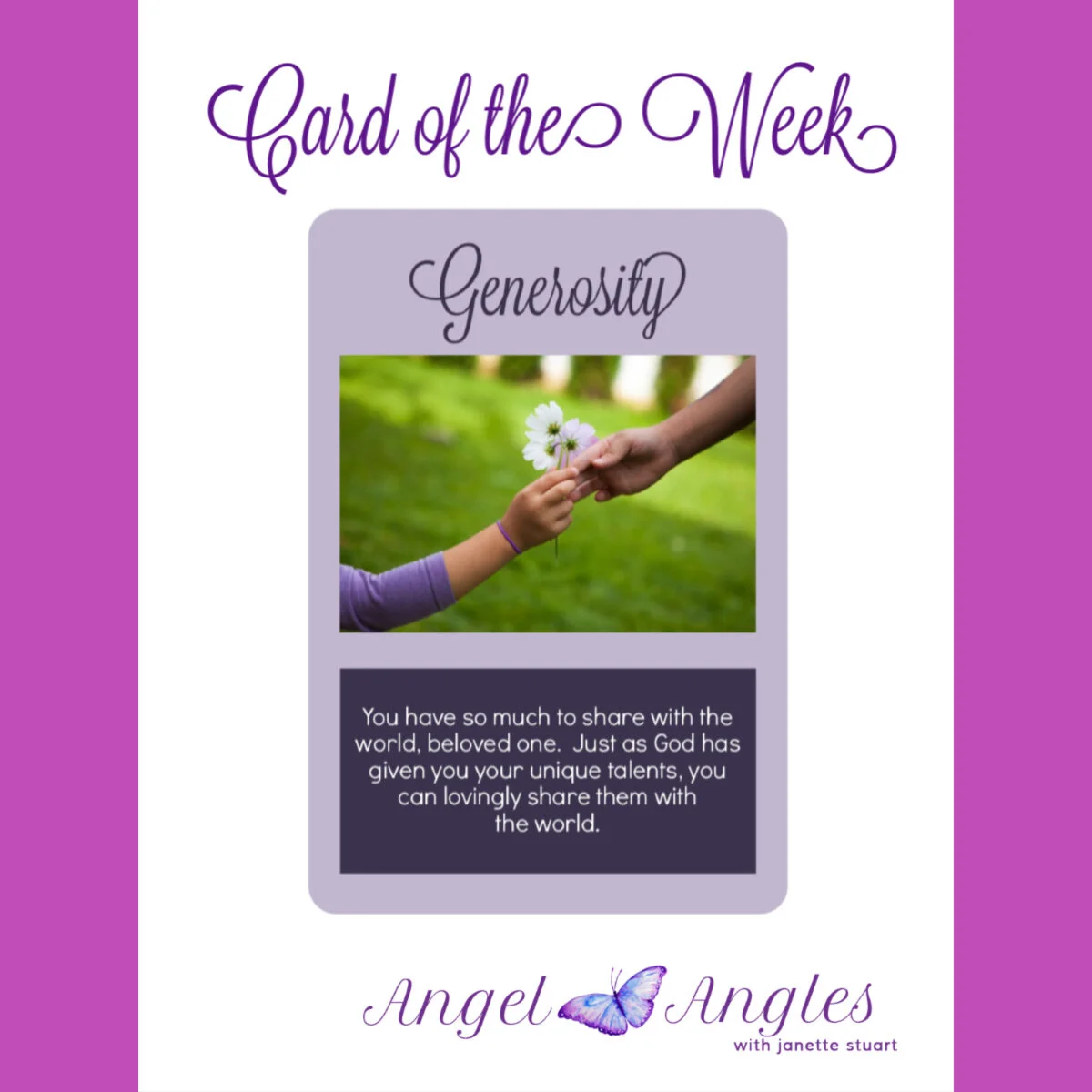 Generosity Card Generosity: Card of the Week Message - Love Notes from The Divine ...