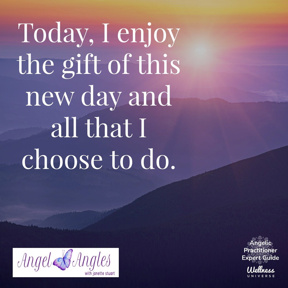 Hello and welcome to your Angel Affirmation for Sat. Mar. 23, 2024. 

Today, I enjoy the gift of this new day and all that I choose to do. Yes! Amen, and so it is. 

Blessings of love, joy, and peace.
Love,
Janette 
.
.
#WUVIP #WUWorldChanger #NewDay