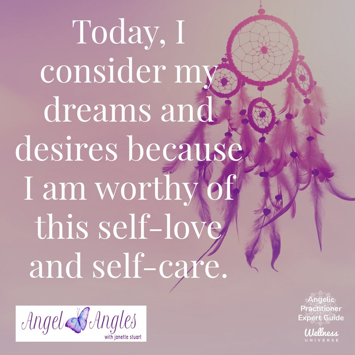 Hello and welcome to your Angel Affirmation for Sunday, Mar. 24, 2024. 

Today, I consider my dreams and desires because I am worthy of this self-love and self-care. Yes, amen, and so it is. 

Blessings of love, joy, and peace.
Love,
Janette 
.
.
#WU