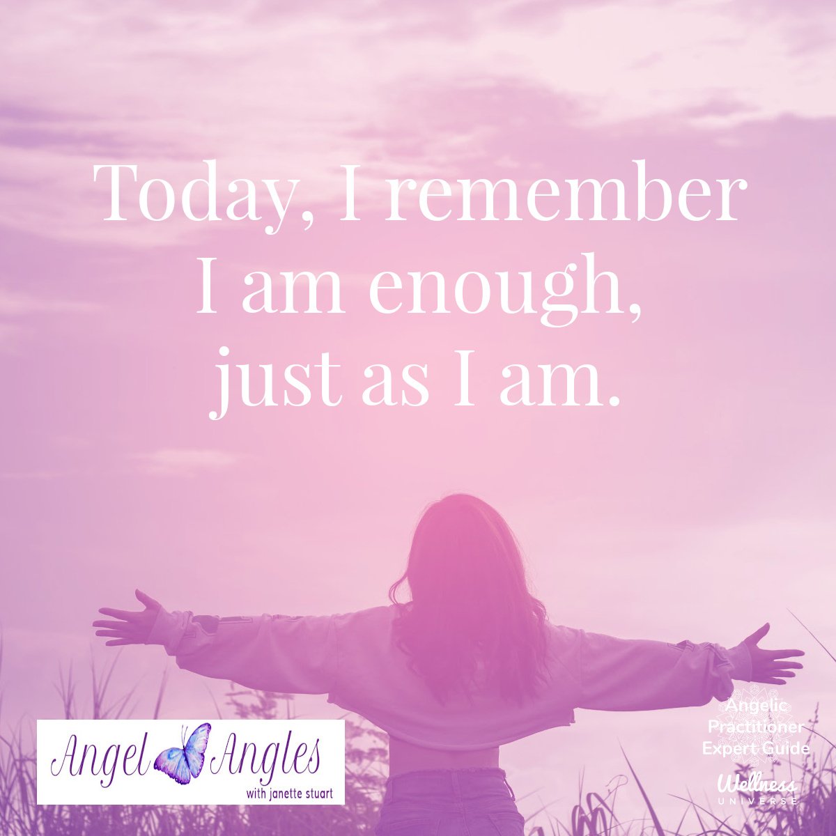 Hello, dear heart, and welcome to your Angel Afffirmation for Thurs. Apr. 11, 2024. 

Today, I remember I am enough, just as I am. 

Blessings of love, joy, and peace.
Love,
Janette 
.
.
#WUVIP #WUWorldChanger #AngelAffirmations #IAmEnough #Enoughnes