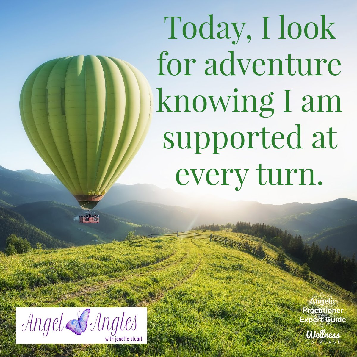 Hello and welcome to your Angel Affirmation for Tues. Apr. 16, 2024. 

Today, I look for adventure knowing I am supported at every turn. 
Yes, amen and so it is. 

Blessings of love, joy, and peace.
Love,
Janette 
.
.
#WUVIP #WUWorldChanger #AngelAff